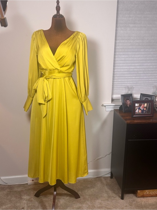 Banana Republic Dresses & Skirts - Banana Republic Lemon Yellow Wrap Maxi Dress with Tie Waist